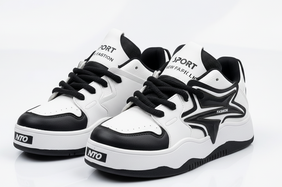 STYLISH WHITE & BLACK CHUNKY PLATFORM SNEAKERA