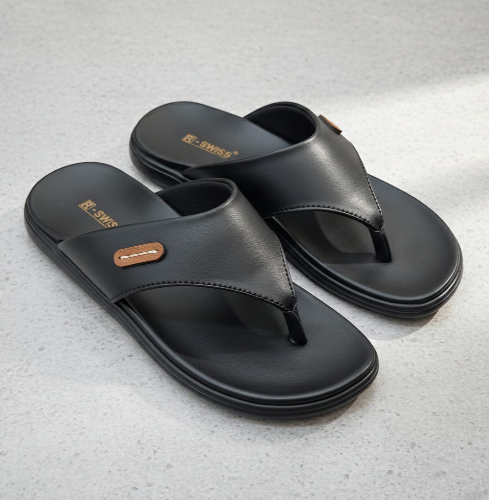 Men’s Black Comfort Flip-Flop Sandals