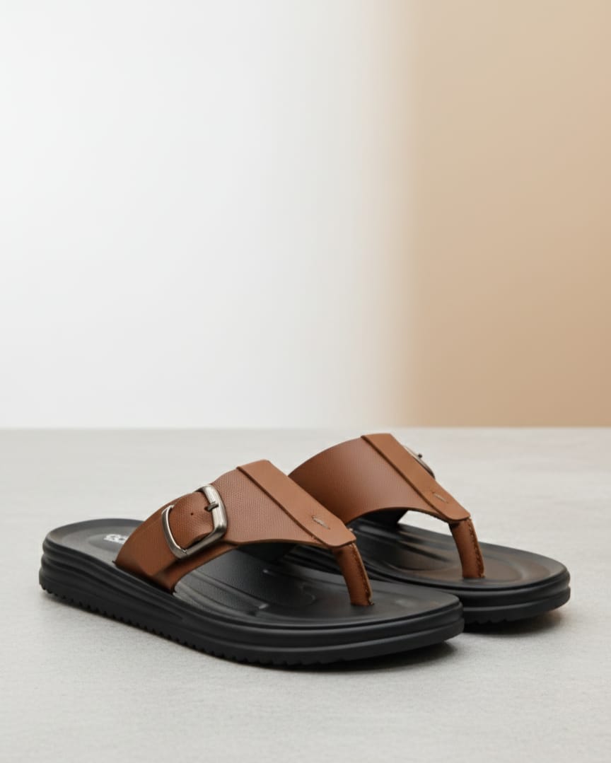 Men’s Brown Buckle Strap Sandals | Comfortable & Stylish Daily Wear Footwear